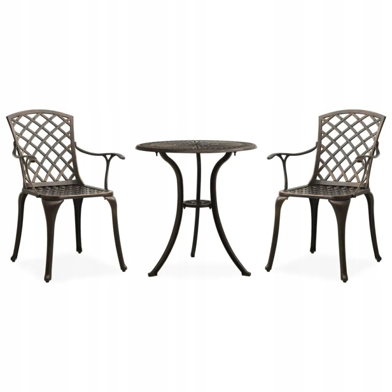 Sodo bistro komplektas - 2 kėdės + stalas, rudas, 61x60x93 cm