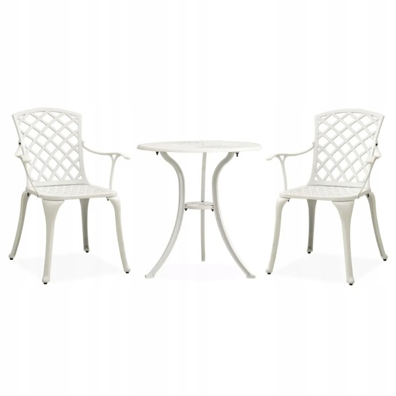 Sodo bistro komplektas, aliuminis, baltas, 2 kėdės, 1 stalas