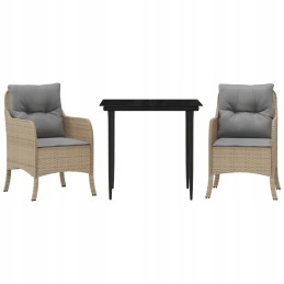 Vidaxl 3 dalių sodo baldų komplektas su pagalvėlėmis, smėlio spalvos, polirotangas