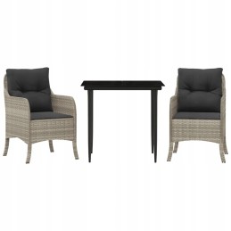 Vidaxl 3 dalių sodo baldų komplektas su pagalvėlėmis, pilkas PE rotangas