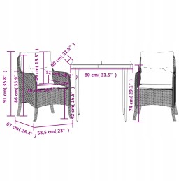 Vidaxl 3 dalių sodo baldų komplektas su pagalvėlėmis, pilkas PE rotangas