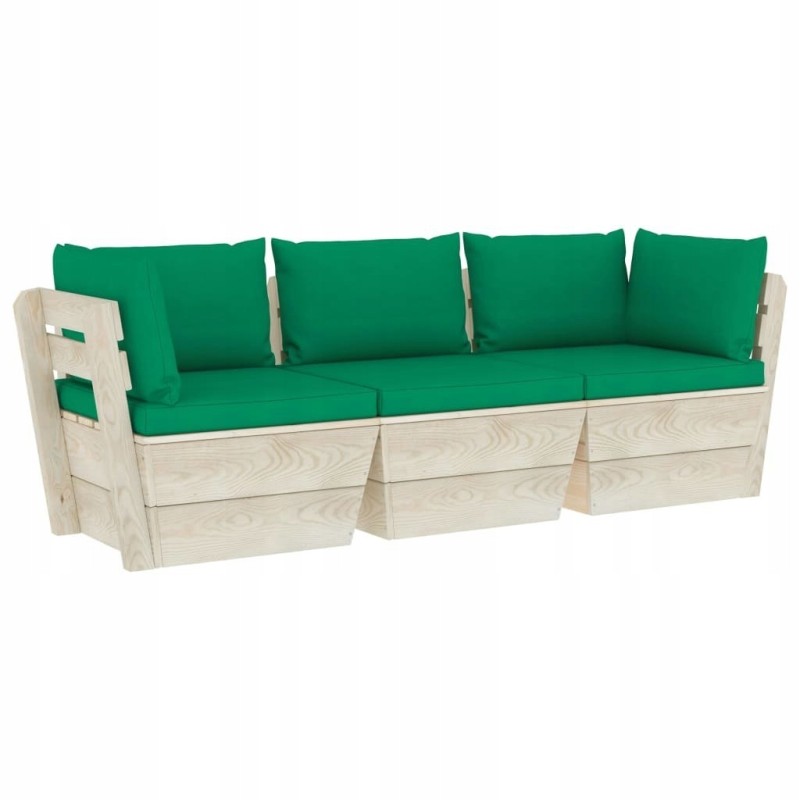 Sodo 3-vietė sofa iš padėklų, su pagalve