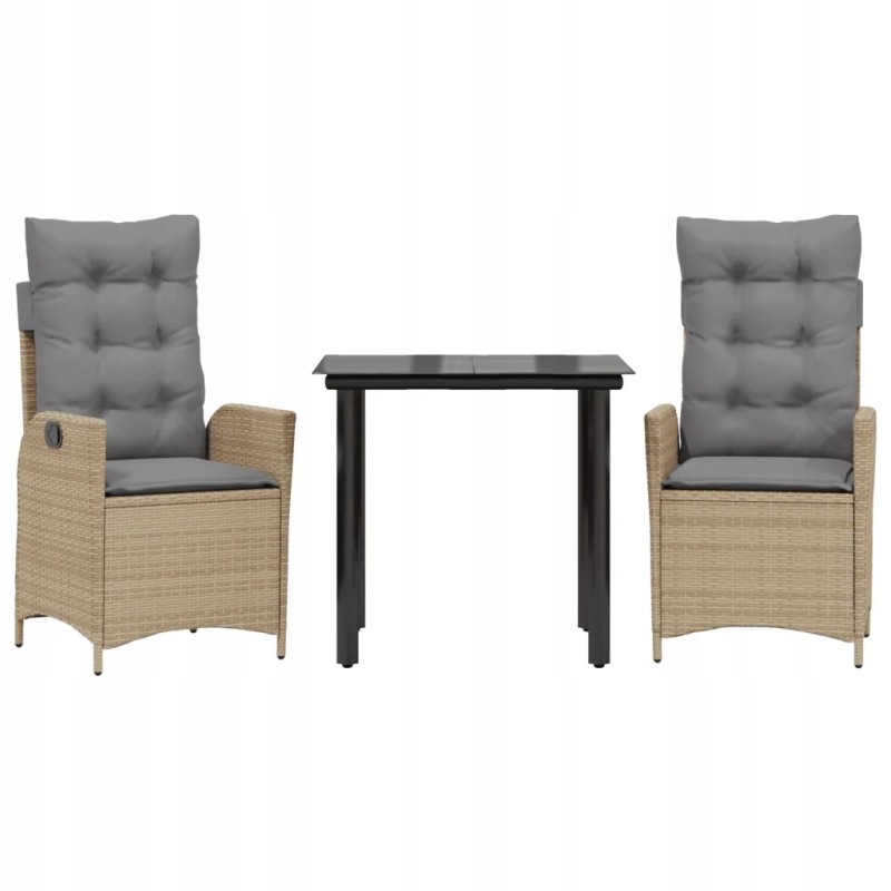 3 dalių sodo baldų komplektas su pagalvėlėmis, smėlio spalvos, polirotangas