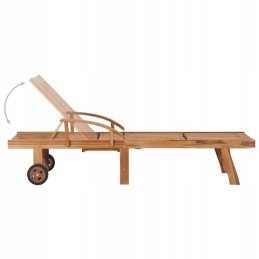 Pilkai languoto rašto šezlongas su pagalvėle, tikmedžio masyvo