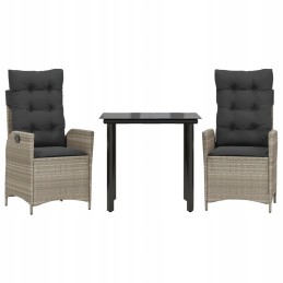 3 dalių sodo baldų komplektas su pagalvėlėmis, pilka