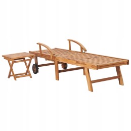 Vidaxl gultas su stalu ir pagalvėle, tikmedžio masyvo