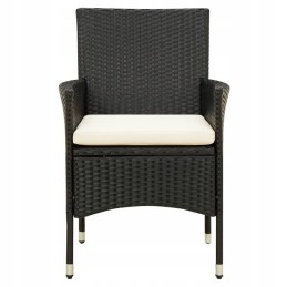 5 dalių sodo baldų komplektas su juodo PE rotango pagalvėlėmis