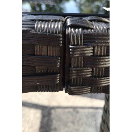 5 dalių sodo baldų komplektas su juodo PE rotango pagalvėlėmis