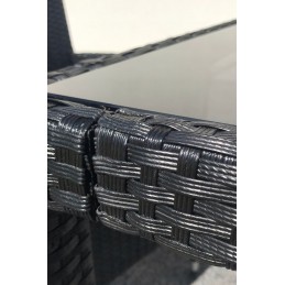 5 dalių sodo baldų komplektas su juodo PE rotango pagalvėlėmis