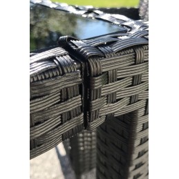 5 dalių sodo baldų komplektas su juodo PE rotango pagalvėlėmis