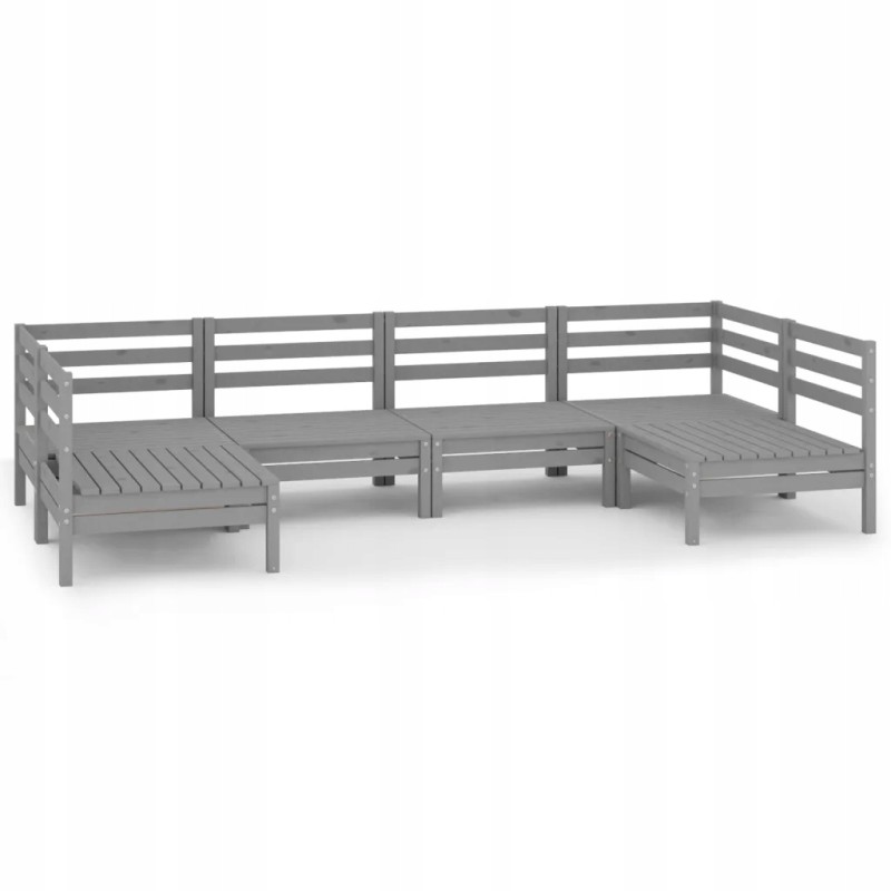 Medinis sodo poilsio komplektas, 6 dalių, pilkas 63,5x63,5x62,5 cm