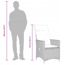 3 dalių bistro baldų komplektas su pagalvėlėmis, juodas, polirotangas