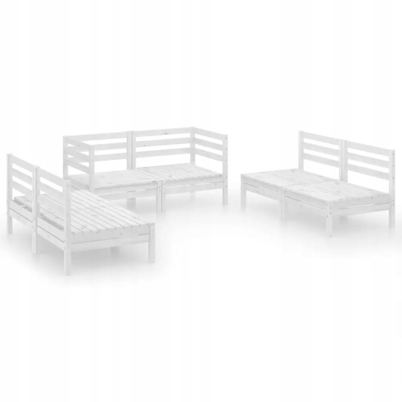 Sodo sofos komplektas, baltas, pušies, 4x vidurinė sofa, 2x s