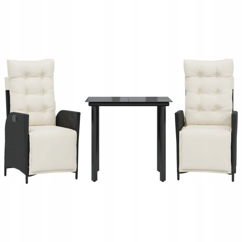 Juodo pe rotango sodo baldų komplektas - 80x80x74 cm