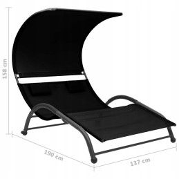 Lumarko dvivietis šezlongas su baldakimu, tekstinis audinys