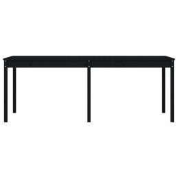 Sodo stalas, juodas, 203,5x100x76 cm, pušies masyvo