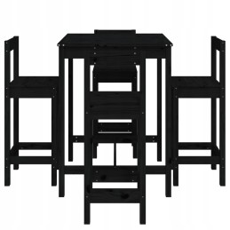 5 dalių sodo baro baldų komplektas, juoda, pušies mediena