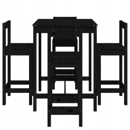 5 dalių sodo baro baldų komplektas, juodas, medinis