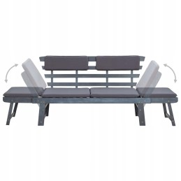 Vidaxl sodo suoliukas su pagalvėlėmis, 2 viename, 190 cm, pilka, akacija