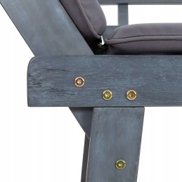 Vidaxl sodo suoliukas su pagalvėlėmis, 2 viename, 190 cm, pilka, akacija