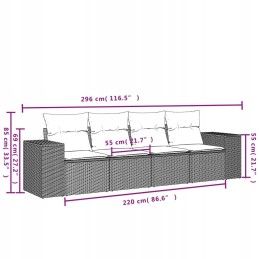 dalių sodo sofos komplektas, pilkos PE rotango pagalvėlės