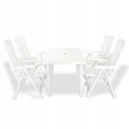 5 dalių sodo baldų komplektas, plastikinis, baltas