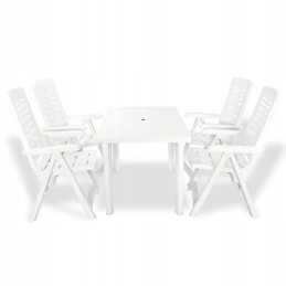 5 dalių sodo baldų komplektas, plastikinis, baltas