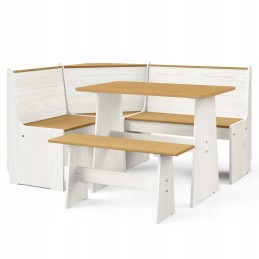 Vidaxl 3 dalių Reine valgomojo baldų komplektas, medaus rudos ir baltos spalvos