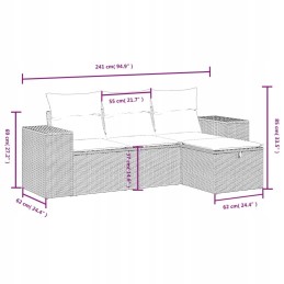 dalių sodo sofos komplektas, juodos PE rotango pagalvėlės