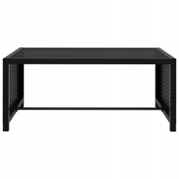 Šezlongai su stalu, 2 vnt., polirotango, juodos spalvos