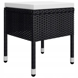 Sodo valgomojo komplektas - akacijos stalas + pe rotango kėdės, juoda, kreminė