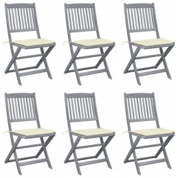 Vidaxl sulankstomos sodo kėdės, 6vnt, pagalvėlės, akacijos mediena