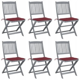 Vidaxl sulankstomos sodo kėdės, 6vnt, pagalvėlės, akacijos mediena