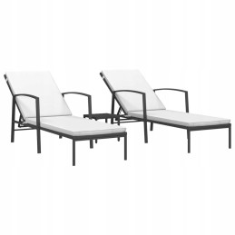 Vidaxl juodas technorotango šezlongas + audinys, langų šluostės, 1 vnt.