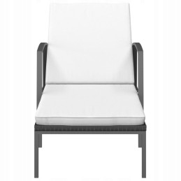 Vidaxl juodas technorotango šezlongas + audinys, langų šluostės, 1 vnt.