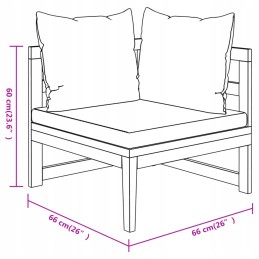 Acacia sodo baldų komplektas 175x66x60 cm, su pagalvėle, spalva: tamsi