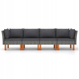 Keturių vietų sodo sofa su polirotango pagalvėlėmis