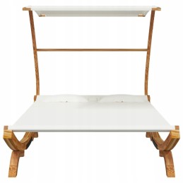 Vidaxl gultas su stogeliu, 165x203x138 cm, lankstytas medis, kreminis