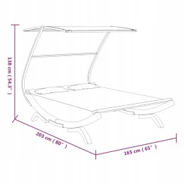 Vidaxl gultas su stogeliu, 165x203x138 cm, lankstytas medis, kreminis