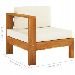 Medinė 3-vietė sodo sofa, kreminė, 70x65x60 cm