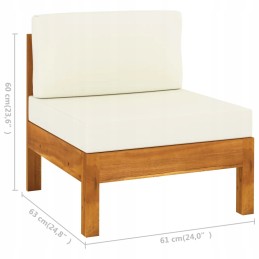 Medinė 3-vietė sodo sofa, kreminė, 70x65x60 cm