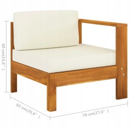 Medinė 3-vietė sodo sofa, kreminė, 70x65x60 cm