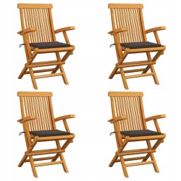 Sodo kėdės su taupe pagalvėlėmis, 4 vnt tikmedžio masyvo