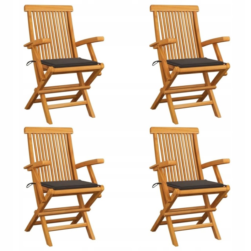 Sodo kėdės su taupe pagalvėlėmis, 4 vnt tikmedžio masyvo