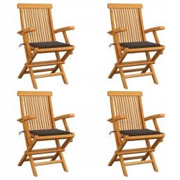 Sodo kėdės su taupe pagalvėlėmis, 4 vnt tikmedžio masyvo