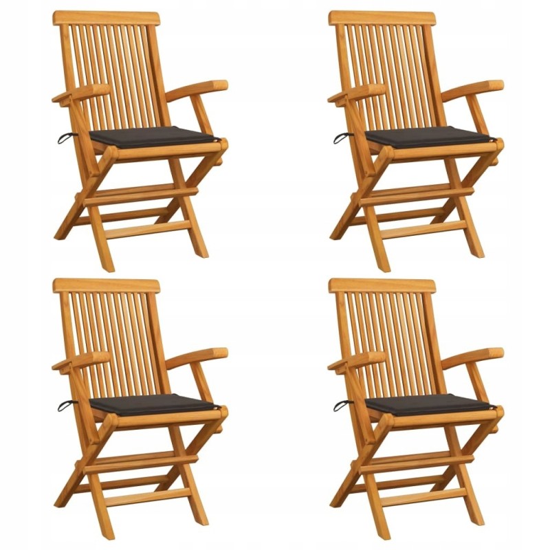 Sodo kėdės su taupe pagalvėlėmis, 4 vnt tikmedžio masyvo