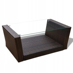 Vidaxl 4 dalių sodo poilsio komplektas, pagalvėlės, PE rotangas, ruda