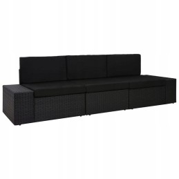 3-vietė modulinė sofa, juodo pe rotango
