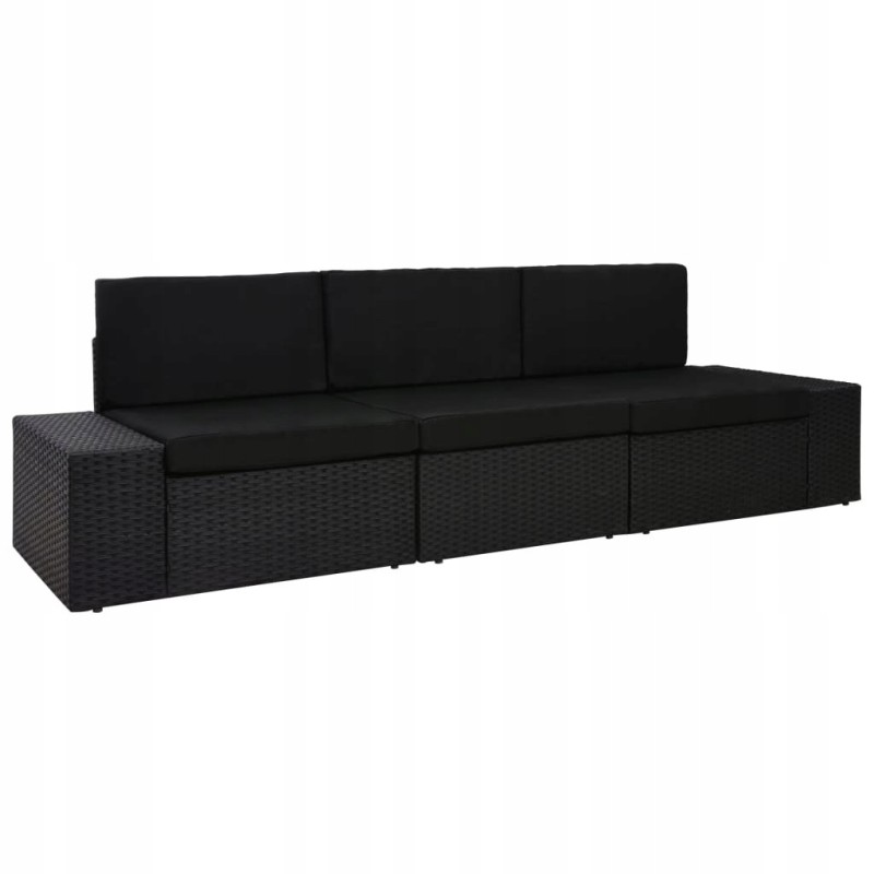 3-vietė modulinė sofa, juodo pe rotango