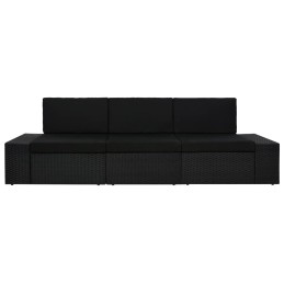 3-vietė modulinė sofa, juodo pe rotango